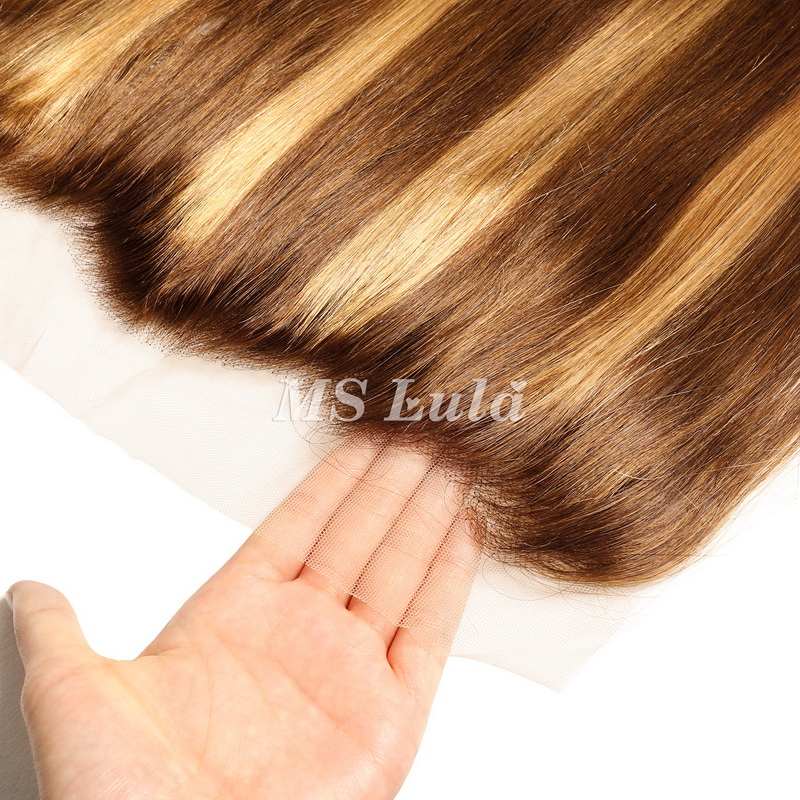 Straight #4/27 Highlight Virgin Human Hair 4x4 13x4 Transparent Lace Closure/Frontal - 图片 8